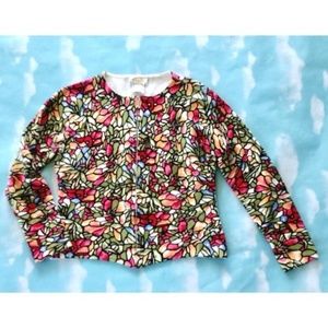 Talbots Floral Stained Glass Cardigan